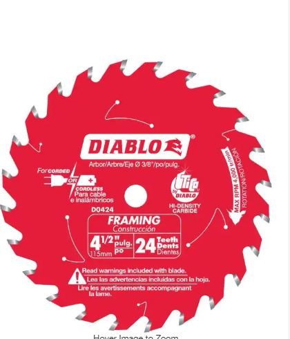 Photo 1 of 4-1/2 in. x 24-Tooth Framing Circular Saw Blade
