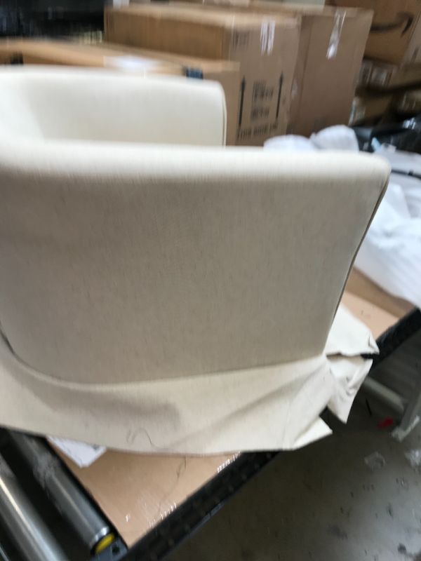 Photo 5 of Christopher Knight Home Cecilia Swivel Chair with Loose Cover, Natural Fabric
