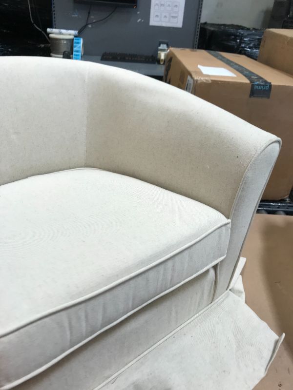 Photo 4 of Christopher Knight Home Cecilia Swivel Chair with Loose Cover, Natural Fabric
