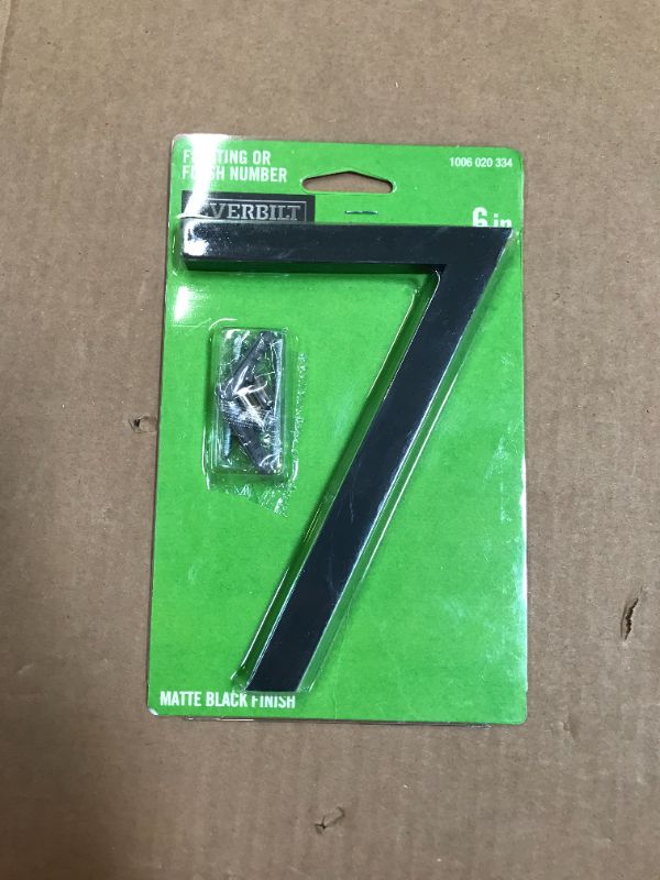 Photo 1 of 6 in. Matte Black Aluminum Floating or Flat Modern House Number 7
