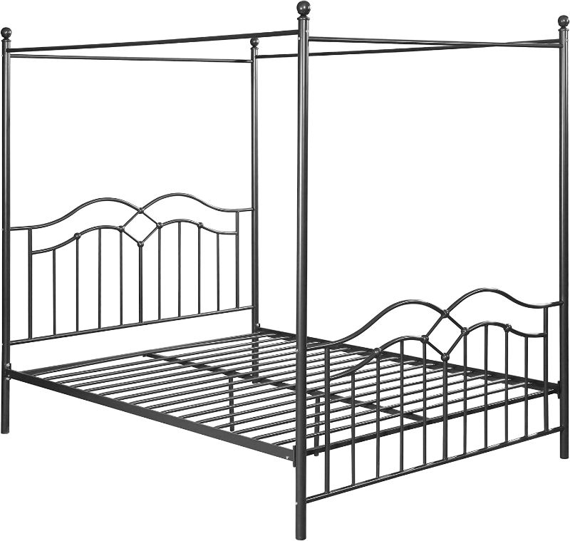 Photo 1 of Christopher Knight Home Simona Traditional Iron Canopy Queen Bed Frame, Charcoal Gray
