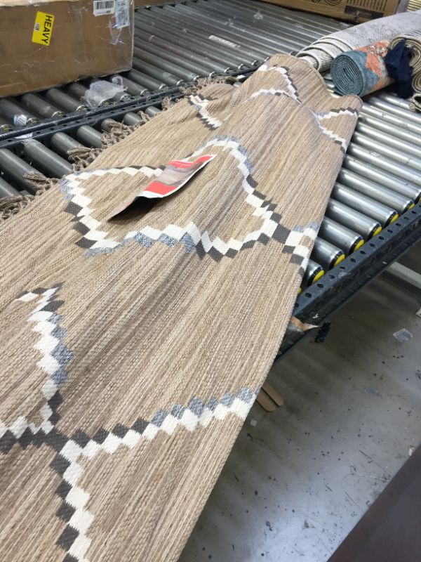 Photo 1 of 5' x 7' Soft Moroccan Tapestry Double Knot Fringe Outdoor Rug Neutral - Opalhous
