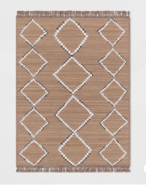 Photo 1 of 5' x 7' Soft Moroccan Tapestry Double Knot Fringe Outdoor Rug Neutral - Opalhous
