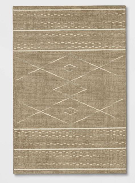 Photo 1 of 4'x5'5" Parkman Washable Border Diamond Rug Tan - Threshold™




