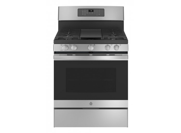 Photo 1 of GE 30" Stainless Steel Freestanding Gas Convection Range With No Preheat Air Fry - JGB735SPSS

