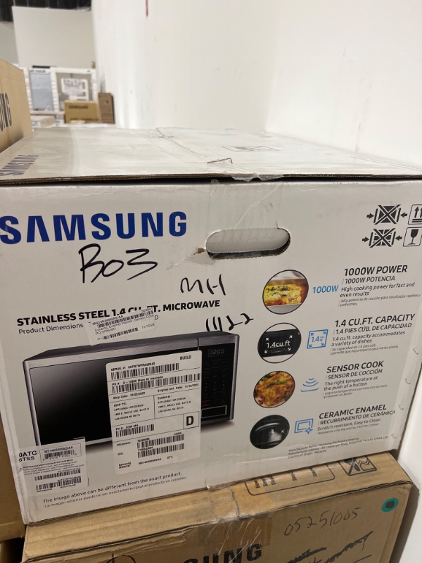 Photo 2 of Samsung MS14K6000AS 1.4 cu. ft. Countertop Microwave Oven with Sensor and Ceramic Enamel Interior, Stainless Steel - factory sealed