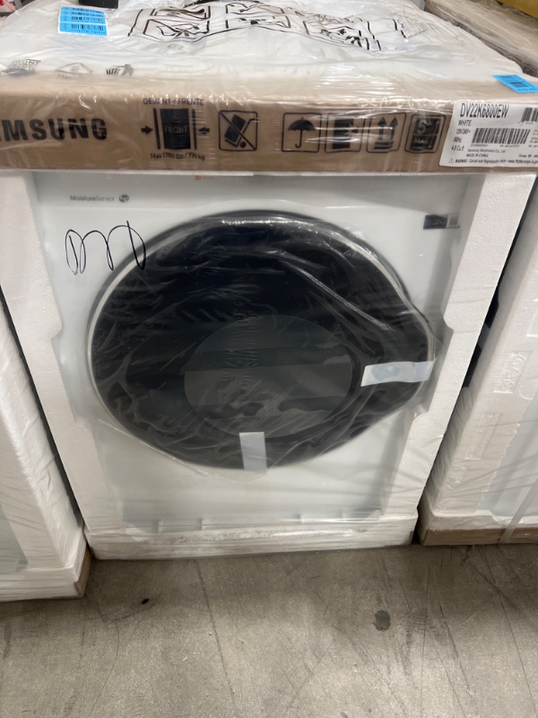 Photo 2 of SAMSUNG 4.0 cu. ft. Electric Dryer, 12 Preset Cycles, Reversible Door, Internal Drum Light, DV22K6800EW/A1, White & Stacking Kit for Samsung 24 Inch Wide Front Load Washer and Dryer Combo Electric Dryer + Stacking Kit - factory sealed