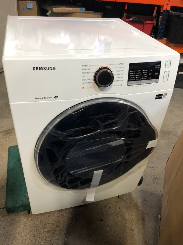Photo 2 of SAMSUNG 4.0 cu. ft. Electric Dryer, 12 Preset Cycles, Reversible Door, Internal Drum Light, DV22K6800EW/A1, White & Stacking Kit for Samsung 24 Inch Wide Front Load Washer and Dryer Combo Electric Dryer + Stacking Kit