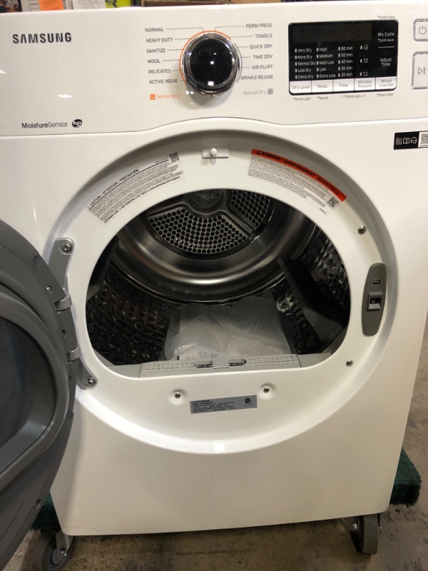 Photo 5 of SAMSUNG 4.0 cu. ft. Electric Dryer, 12 Preset Cycles, Reversible Door, Internal Drum Light, DV22K6800EW/A1, White & Stacking Kit for Samsung 24 Inch Wide Front Load Washer and Dryer Combo Electric Dryer + Stacking Kit