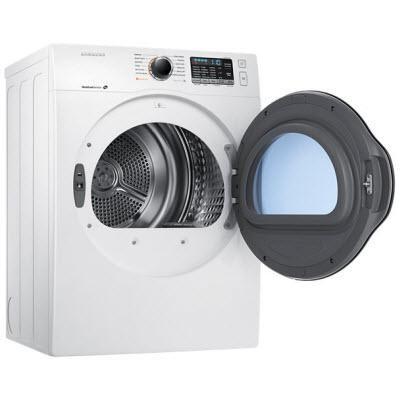 Photo 1 of SAMSUNG 4.0 cu. ft. Electric Dryer, 12 Preset Cycles, Reversible Door, Internal Drum Light, DV22K6800EW/A1, White & Stacking Kit for Samsung 24 Inch Wide Front Load Washer and Dryer Combo Electric Dryer + Stacking Kit