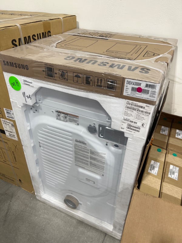 Photo 2 of Samsung DVE41A3000W 7.2 Cu. Ft. Electric Dryer with Sensor Dry - White - factory sealed