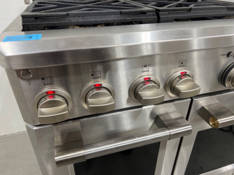 Photo 10 of 48 Inch Freestanding Professional Gas Range with 6 Sealed Burners, Griddle, Double Oven, 8.9 Cu. Ft. Total Oven Capacity, Continuous Grates, Self-Clean, Convection Oven, Dual-Flame Stacked Burners, and ADA Compliant: Natural Gas - 
