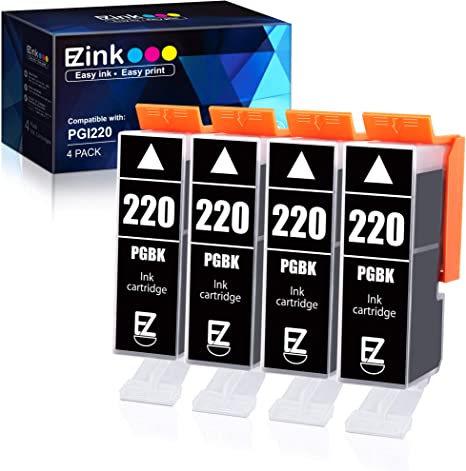 Photo 1 of E-Z Ink (TM Compatible Ink Cartridge Replacement for Canon PGI-220 PGI220 to use with MX860 MX870 MP560 MP620 MP640 MP980 MP990 IP3600 IP4600 iP4700 Printer (Large Black, 4 Pack)
