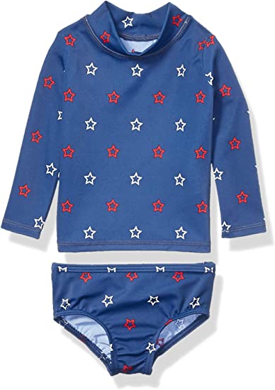 Photo 1 of Amazon Essentials Baby Girls' UPF 50+ 2-Piece Long-Sleeve Rash Guard Set -- Size 9M *** TOP ONLY INCLUDED ***
