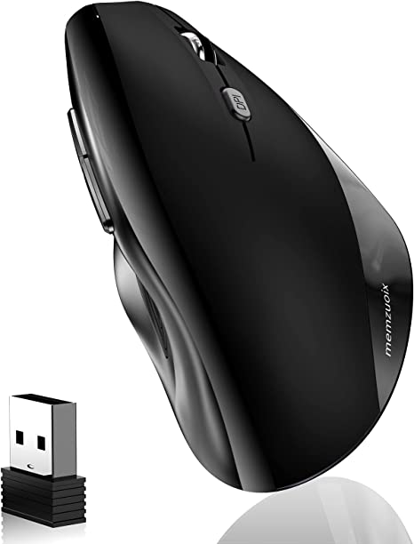 Photo 1 of memzuoix Wireless Ergonomic Mouse,Upgraded 2.4G Optical Cordless Mice with 800/1200/1600 DPI,Vertical Computer Wireless Mouse for Laptop,Mac,PC,Desktop (for Right Hand,Large),Black Mouse
