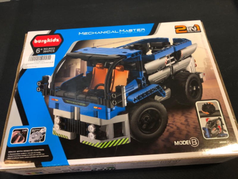 Photo 2 of burgkidz STEM Engineering Building Blocks Toys 2-in-1 Dump Truck or Concrete Mixer Build Set with Remote Control, RC Car