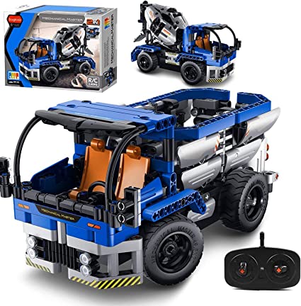Photo 1 of burgkidz STEM Engineering Building Blocks Toys 2-in-1 Dump Truck or Concrete Mixer Build Set with Remote Control, RC Car