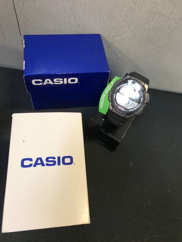 Photo 2 of Casio Men's AE1000W-1BVCF Silver-Tone and Black Digital Sport Watch with Black Resin Band
