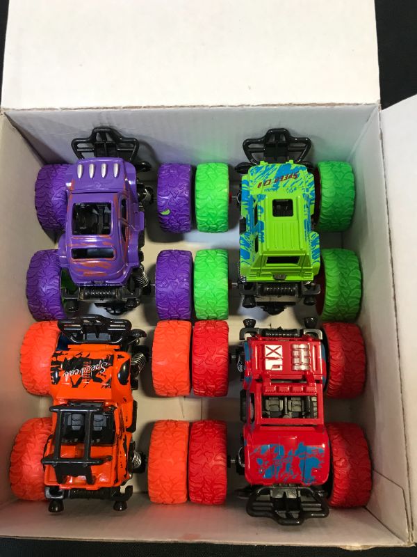 Photo 2 of Monster Truck Toys - Friction Powered Toy Cars Push and Go Vehicles for Kids Best Christmas Birthday Party Gift for Boys Girls Aged 3 and Above 4-Pack
