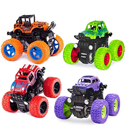 Photo 1 of Monster Truck Toys - Friction Powered Toy Cars Push and Go Vehicles for Kids Best Christmas Birthday Party Gift for Boys Girls Aged 3 and Above 4-Pack
