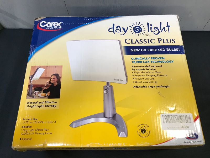 Photo 2 of Carex DL930-11 Day-Light Classic Plus Light Therapy Lamp, White MINOR DAMAGES TO BOX DUE TO EXPOSURE