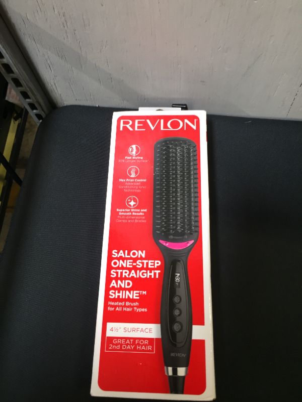 Photo 3 of Revlon Salon One Step XL Straightening Heated Hair Brush 4 1/2"