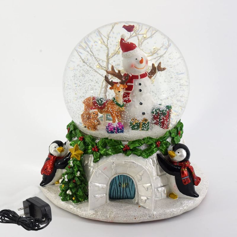 Photo 1 of Aobaks 8.25'' H 150mm 8 Music Song, Playing Snowflakes, Led Light, 6/18 Timer, Santa Claus Christmas Water Snow Man Globes Gift Home Decoration (White), 150mmlvsexueren, 9.64X9.64X8.25inch
