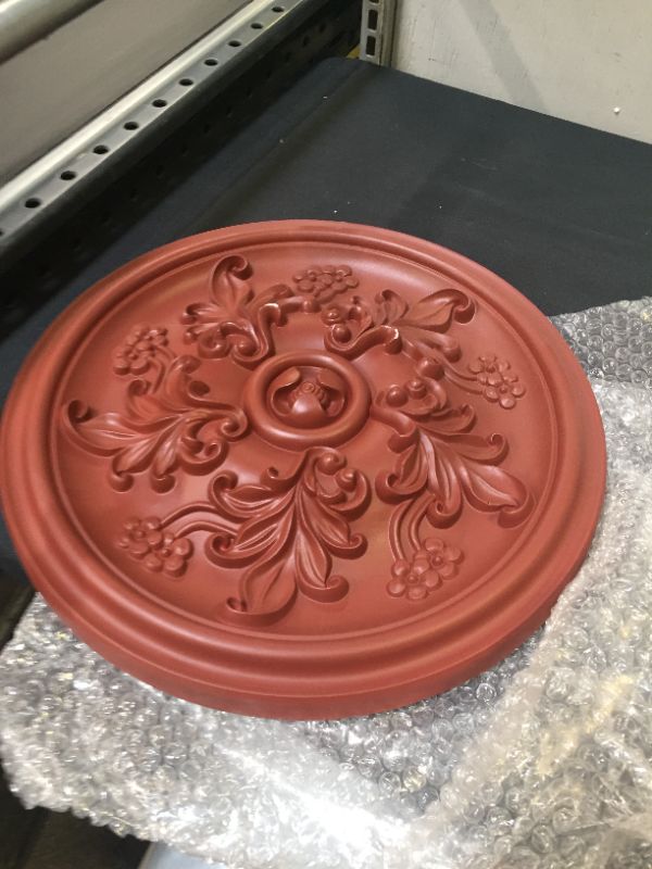 Photo 2 of Ekena Millwork CM14KTBMF Katheryn Ceiling Medallion, 14 1/2"OD x 2 3/4"P (Fits Canopies up to 2 1/8"), Hand-Painted Brushed Mahogany
