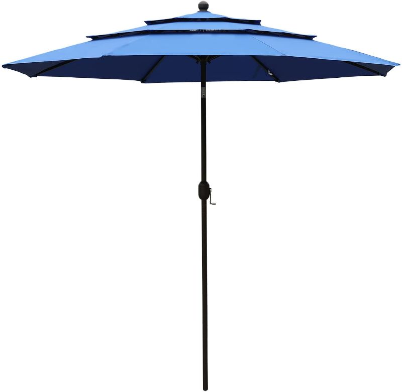 Photo 1 of 11 ft 3 Tiers Patio Umbrella, BLUE