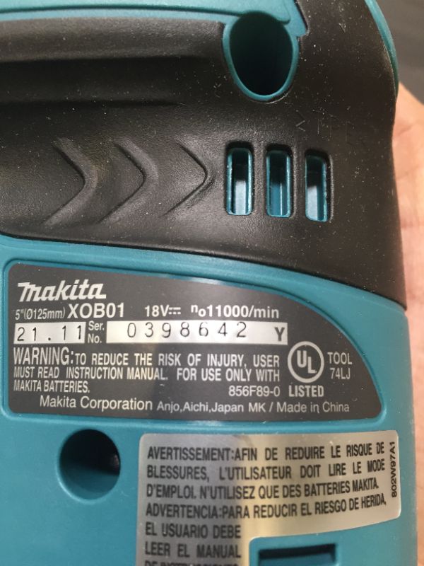 Photo 4 of Makita XOB01Z 18V LXT Lithium-Ion Cordless Random Orbit Sander, 7,000, 9,500, 11
