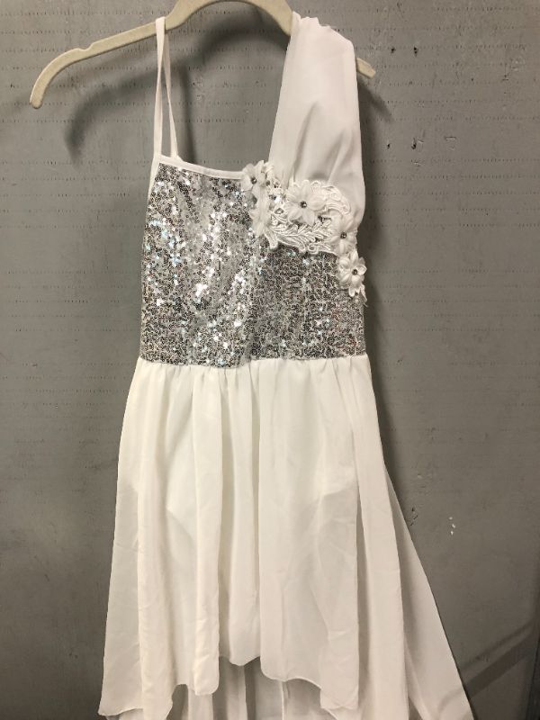 Photo 1 of WHITE GLITTER DRESS FOR KIDS SIZE M 