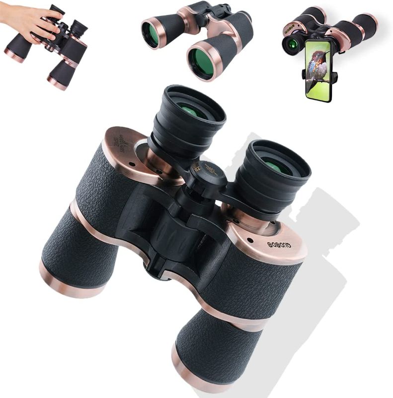 Photo 1 of 20x50 Binoculars for Adults with Phone Adapter,Professional Mg-Al Alloy Frame,BAK4 Prism FMC Lens,HD Compact Waterproof and Fogproof-Low Light Night Vision for Birdwatching,Hunting,Concert,Safari Etc
