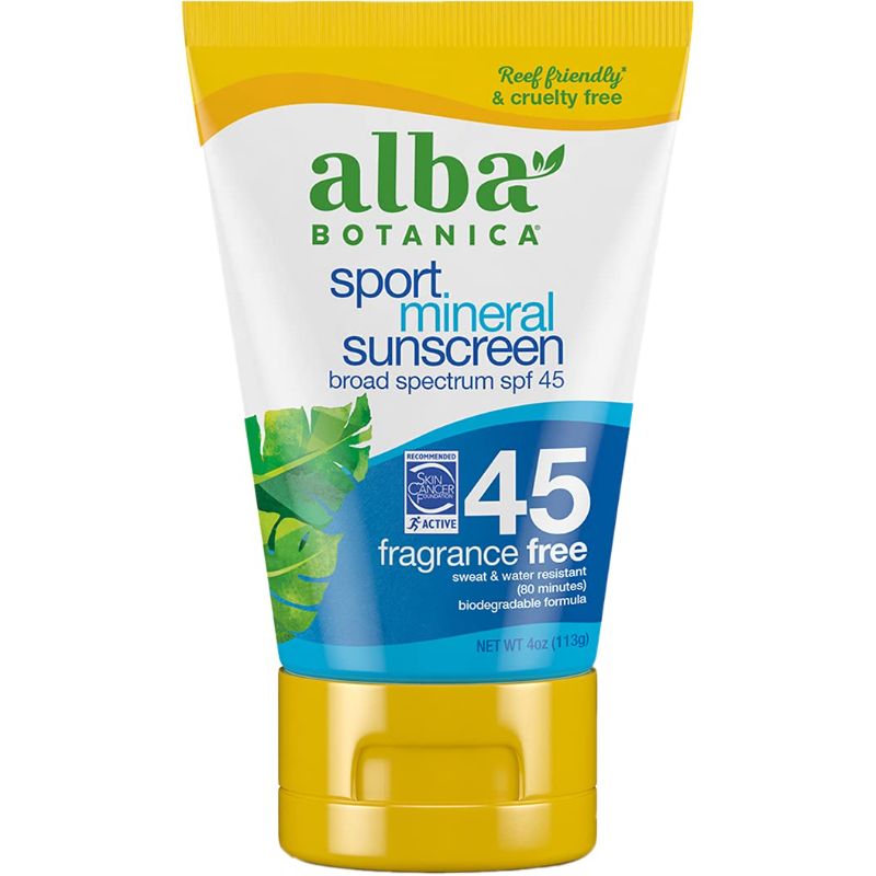 Photo 1 of Alba Botanica Sport Sunscreen Lotion, SPF 45, Fragrance Free, 4 Oz
