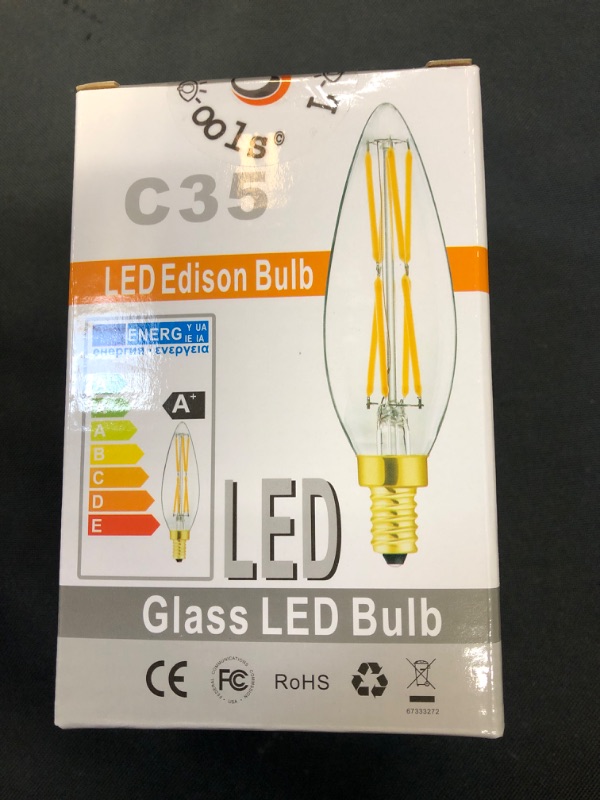 Photo 2 of E12 Edison 8W LED Bulb, 100 watt Equivalent Candelabra Dimmable Chandelier Light Bulbs 3000K Soft White Clear 800lm E12 Vintage LED Filament Vintage Candle Bulb with Decorative,4-Pack. (4.85in)
