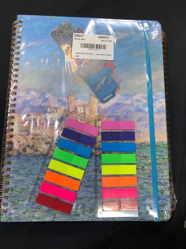 Photo 2 of Academic Year 2022-2023 Planner, 8.5"x11" Daily Weekly Monthly Planner Yearly Agenda. Bookmark, Pocket Folder and Sticky Note Set (Sunrise Monet)
