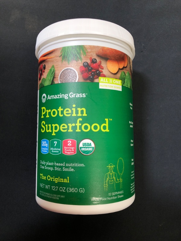 Photo 2 of Amazing Grass Protein Superfood: Vegan Protein Powder, All in One Nutrition Shake, Unflavored, 12 Servings , EXP 10/22
