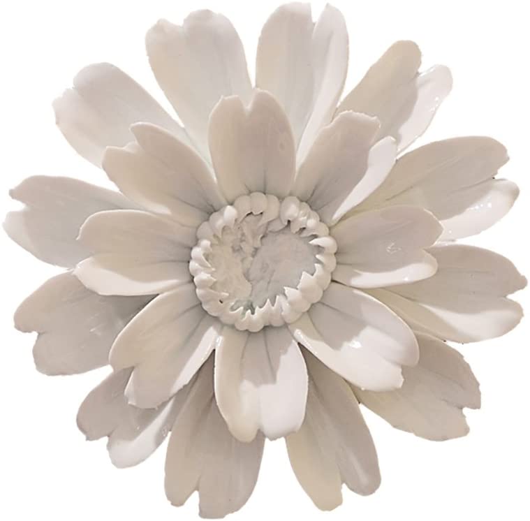 Photo 1 of ALYCASO Sunflower Ceramic Flower Wall Décor Artificial 3D Flower Wall Art for Living Room Home Hallway Bedroom Kitchen Farmhouse Bathroom Dining Room, White, 5.90 inch
