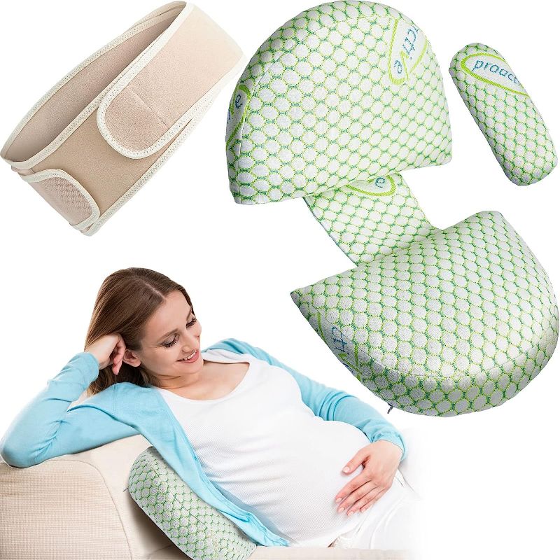 Photo 1 of Juexica Pregnancy Pillow for Pregnant Women, Wedge Soft Pregnancy Body Pillow, Adjustable Maternity Belly Support Band Waist Belt Support for Belly, Back, Hips, Legs, Side Sleeping Postpartum
