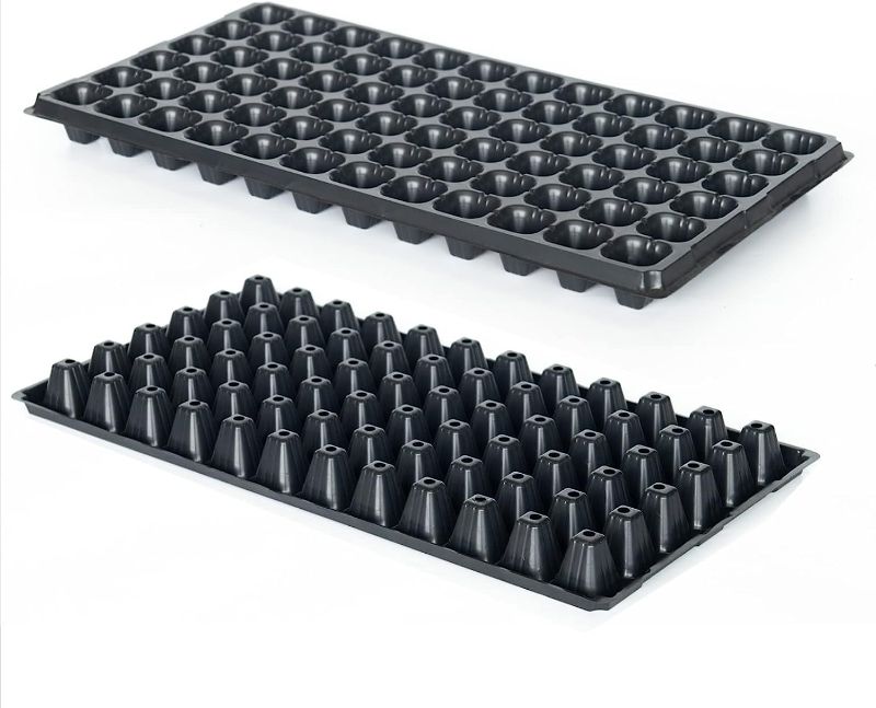 Photo 1 of 72 Cell, 10pcs-Pack Thick Durable Seedling Plastic Nursery Trays for baby plants
