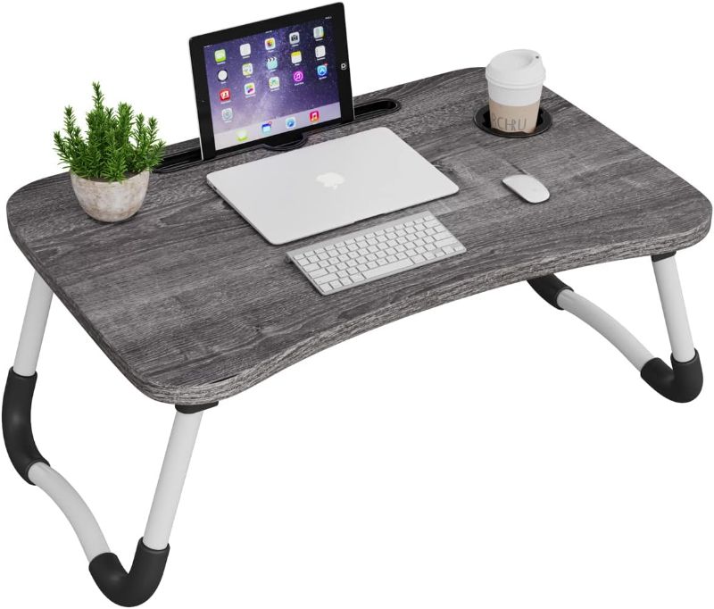 Photo 1 of Laptop Bed Desk Lap Tray: Large Portable Foldable laptray Computer bedtray Table for Writing Reading Eating Breakfast XXL lapdesk on Low Sitting Floor or Adult Laying Couch
