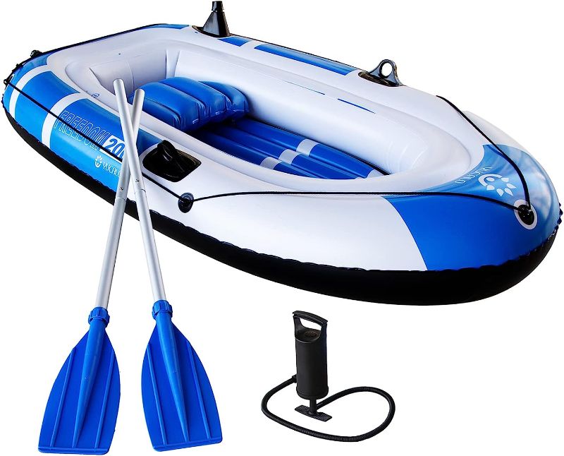 Photo 1 of YUCALO Inflatable rafts Set for Adult - Inflatable Fishing Boat 1-4 Person Boat with Paddles Rope Air Pump
