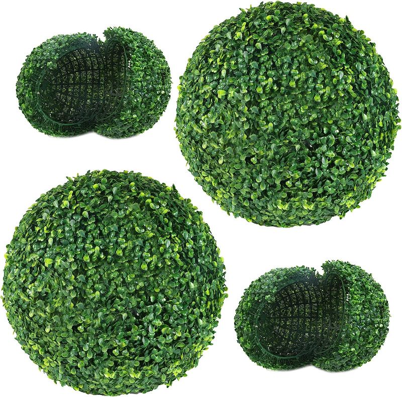 Photo 1 of AILANDA 2 PCS 21 inch Artificial Plant Topiary Ball Outdoor UV Resistant 4 Layers Faux Boxwood Decorative Balls for Backyard, Balcony, Garden, Wedding and Home Décor (Dark Green)
