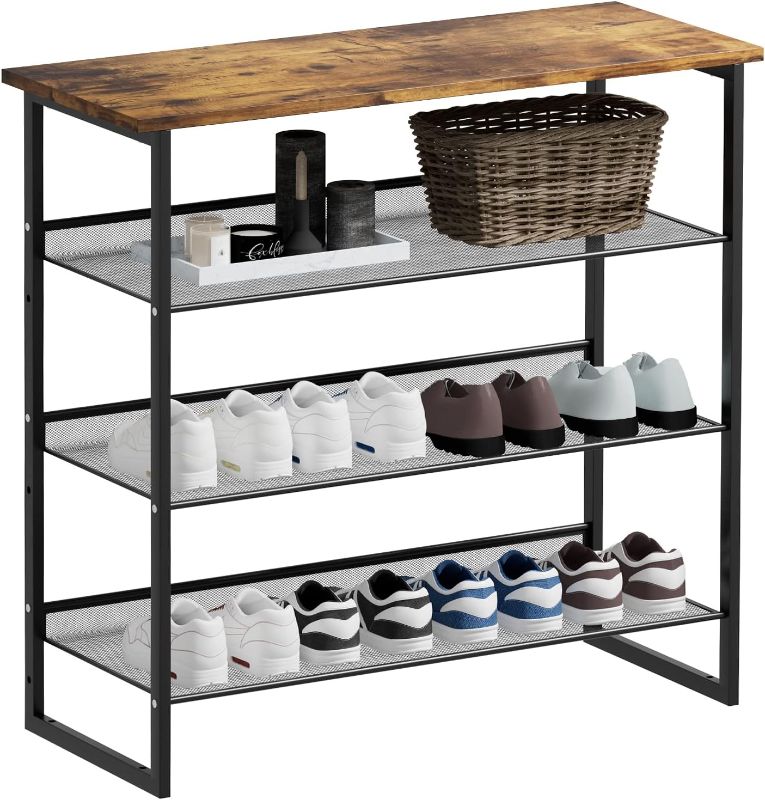 Photo 1 of 4-Tiers Shoe Storage Freestanding Organizer Modern 29 in Tilting Adjustable Shoe Rack, Stable, Durable for High Heels, Entryways, Hallways, Closets, Dormitory Rooms, Industrial