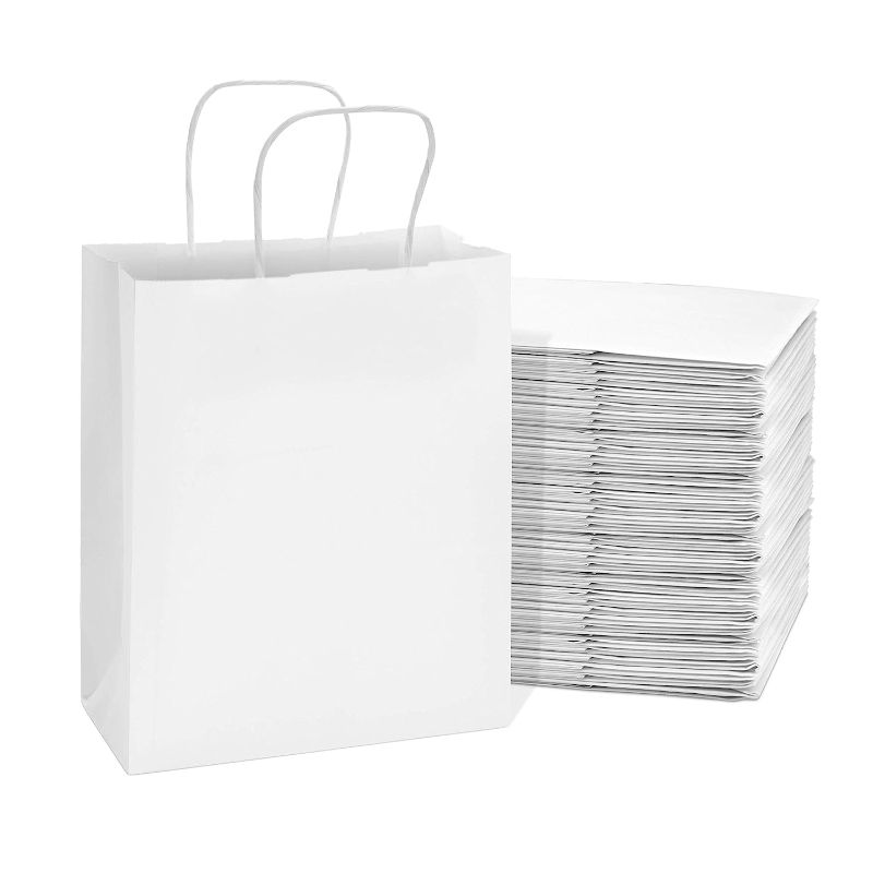 Photo 1 of 100 Pack White Gift Bags