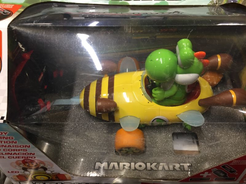 Photo 2 of Carrera 181065 RC Official Licensed Mario Kart Bumble V Yoshi 1:18 Scale 2.4 GHz Remote Radio Control Car with Rechargeable LiFePO4 Battery - Kids Toys Boys/Girls Mario Kart Bumble V - Yoshi