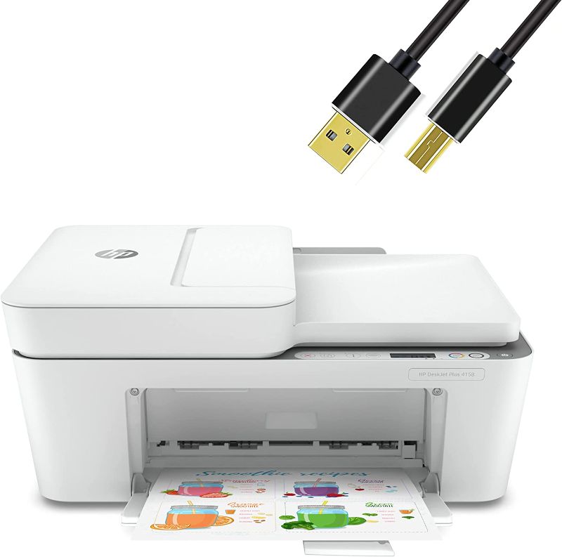 Photo 1 of H-P All in One Printer Wireless Inkjet Photo Printer, Print, Scan, Copy, Fax and Mobile Printing with Auto Document Feeder Includes 6 Feet NeeGo Printer Cable - White
