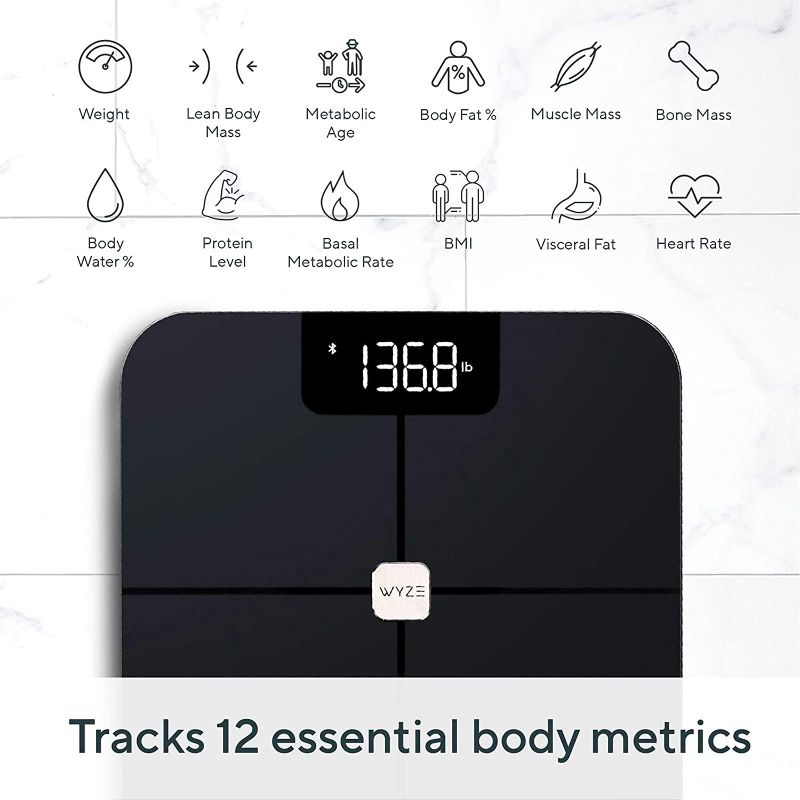 Photo 1 of  Smart Scale for Body Weight, Wireless Digital Bathroom Scale for BMI, Body Fat Percentage, Heart Rate Monitor, Body Composition Analyzer, App, Bluetooth, 400 lb Black
