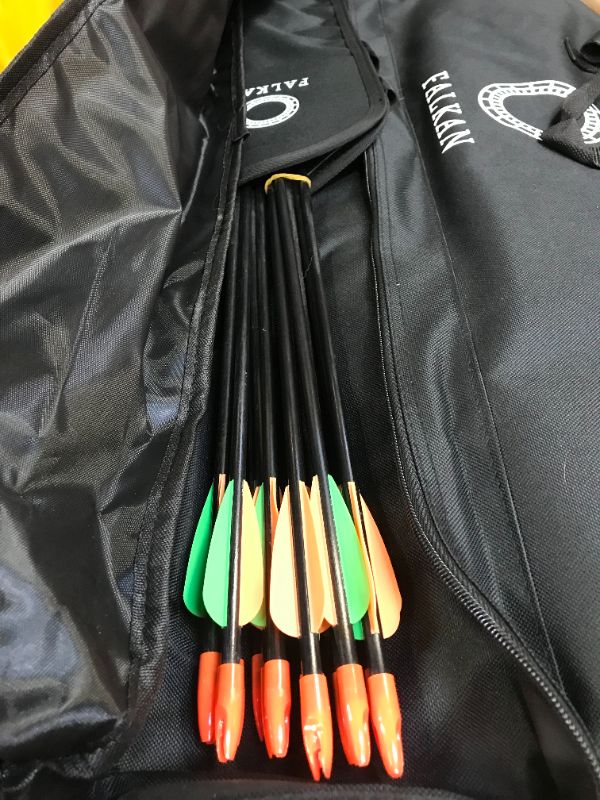 Photo 6 of Falkan Youth Bow and Arrow Set 26" Axle to Axle | Right Hand Bow and Arrow Adult | Youth Archery Set for Beginners | Youth Compound Bow with Arrow Bag & 12 Arrows | Archery Bows with Bow Sight