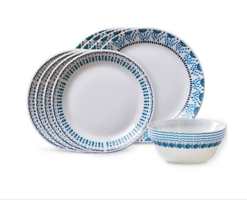 Photo 1 of Corelle Expressions Azure Medallion 12-Piece Dinnerware Set