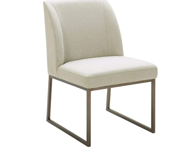 Photo 1 of Amazon Brand – Rivet Contemporary Dining Chair with Brass Metal Base, 34"H, Chalk